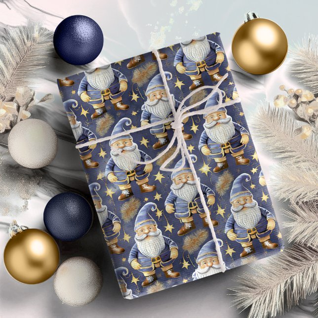 Blue Gold Christmas Pattern#11 ID1009 Wrapping Paper (Creator Uploaded)