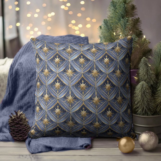 Blue Gold Christmas Pattern#16 ID1009 Cushion (Creator Uploaded)