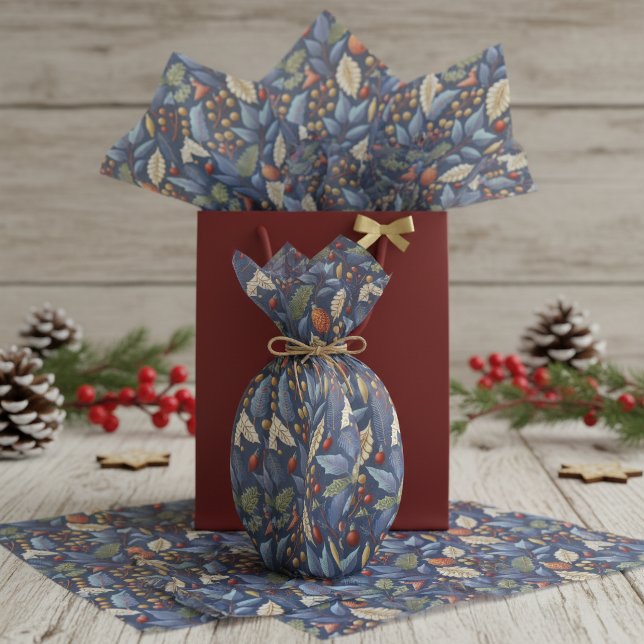Blue Gold Christmas Pattern#18 ID1009 Tissue Paper (Creator Uploaded)