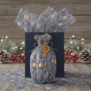 Blue Gold Christmas Pattern#20 ID1009 Tissue Paper