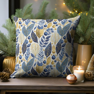 Blue Gold Christmas Pattern#21 ID1009 Cushion