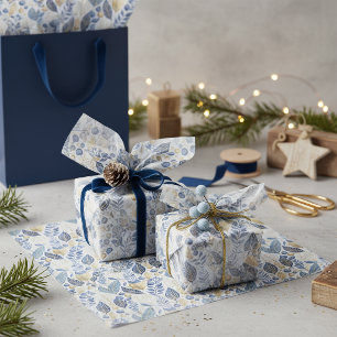 Blue Gold Christmas Pattern#21 ID1009 Tissue Paper