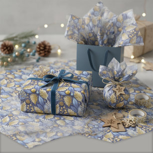 Blue Gold Christmas Pattern#22 ID1009 Tissue Paper