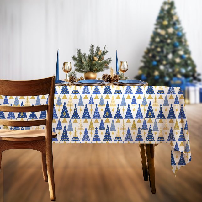 Blue Gold Christmas Pattern#25 ID1009 Tablecloth (Creator Uploaded)