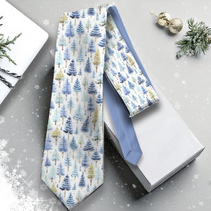 Blue Gold Christmas Pattern#26 ID1009 Tie