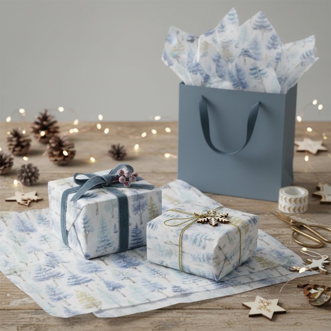 Blue Gold Christmas Pattern#26 ID1009 Tissue Paper (Creator Uploaded)