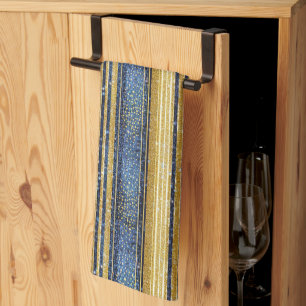 Blue Gold Christmas Pattern#28 ID1009 Tea Towel