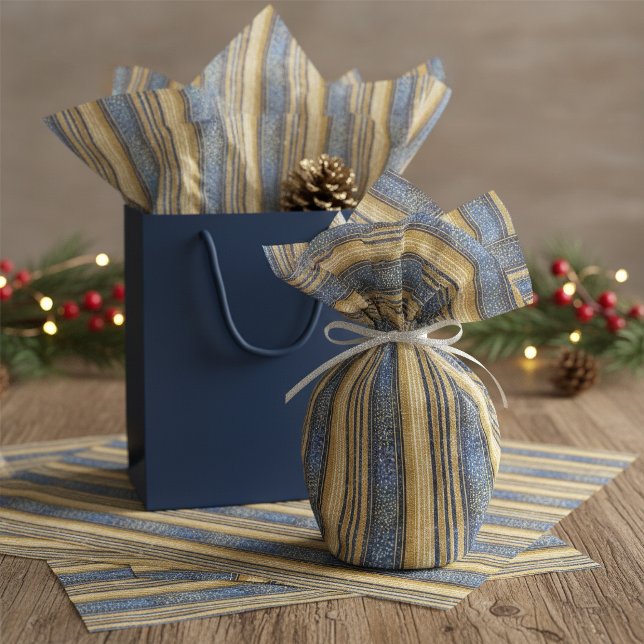 Blue Gold Christmas Pattern#28 ID1009 Tissue Paper (Creator Uploaded)