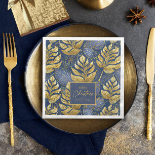 Blue Gold Christmas Pattern#29 ID1009 Napkin