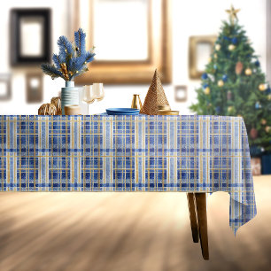 Blue Gold Christmas Pattern#2 ID1009 Tablecloth