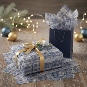 Blue Gold Christmas Pattern#2 ID1009 Tissue Paper