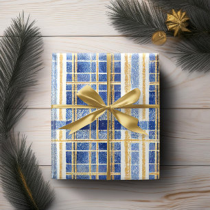 Blue Gold Christmas Pattern#2 ID1009 Wrapping Paper