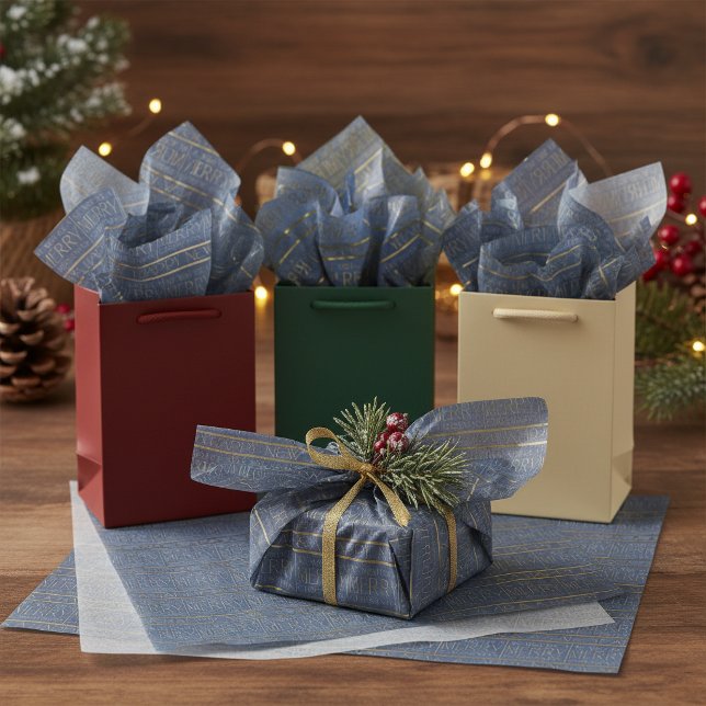 Blue Gold Christmas Pattern#34 ID1009 Tissue Paper (Creator Uploaded)