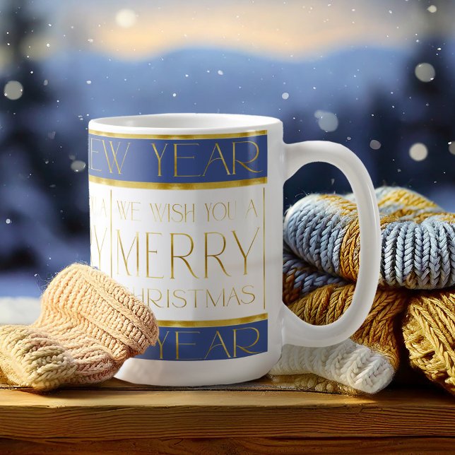 Blue Gold Christmas Pattern#35 ID1009 Coffee Mug (Creator Uploaded)