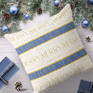 Blue Gold Christmas Pattern#35 ID1009 Cushion