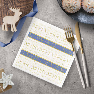 Blue Gold Christmas Pattern#35 ID1009 Napkin