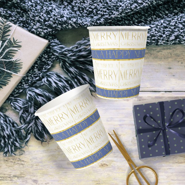 Blue Gold Christmas Pattern#35 ID1009 Paper Cups (Creator Uploaded)