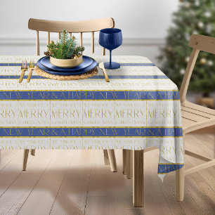 Blue Gold Christmas Pattern#35 ID1009 Tablecloth
