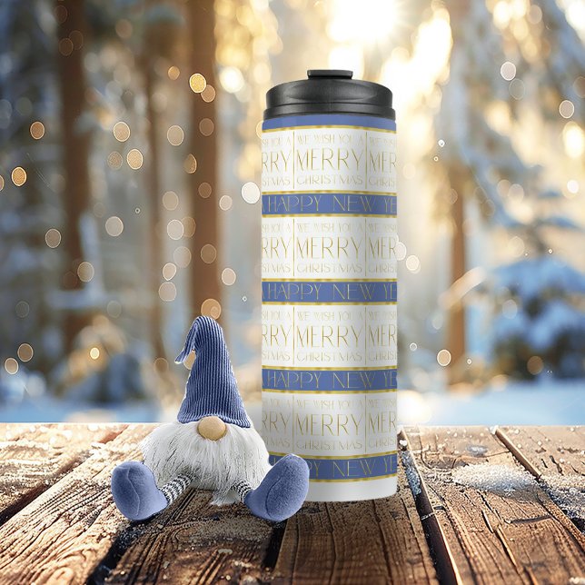 Blue Gold Christmas Pattern#35 ID1009 Thermal Tumbler (Creator Uploaded)