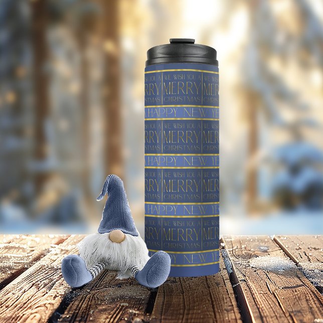 Blue Gold Christmas Pattern#35b ID1009 Thermal Tumbler (Creator Uploaded)
