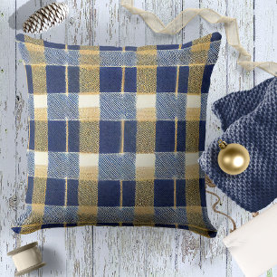 Blue Gold Christmas Pattern#7 ID1009 Cushion