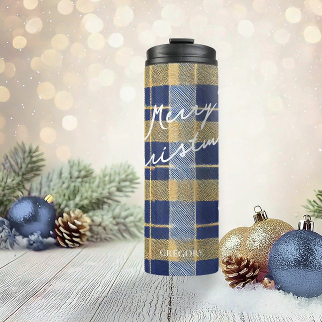 Blue Gold Christmas Pattern#7 ID1009 Thermal Tumbler (Creator Uploaded)