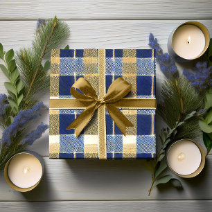 Blue Gold Christmas Pattern#7 ID1009 Wrapping Paper
