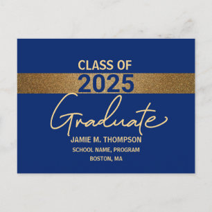 Blue Gold Class of 2025 Graduation announcement  Postcard