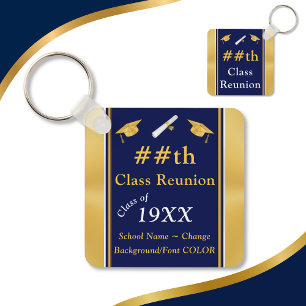 Blue, Gold, Class Reunion Favors, Class Reunion Key Ring
