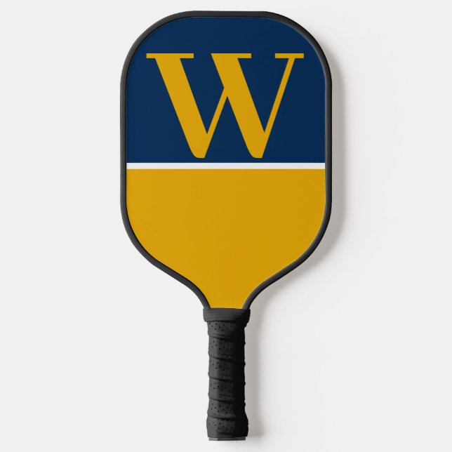 Blue & Gold College Monogram Pickleball Paddle (Front)