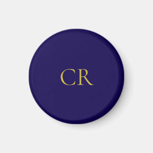 Blue & Gold Color Monogram Modern Minimalist Magnet