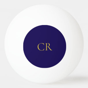 Blue & Gold Color Monogram Modern Minimalist Ping Pong Ball