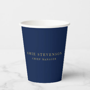Blue Gold Colors Professional Classical Plain Paper Cups