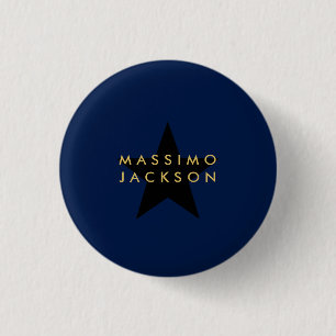 Blue Gold Colors Professional Trendy Black Star 3 Cm Round Badge