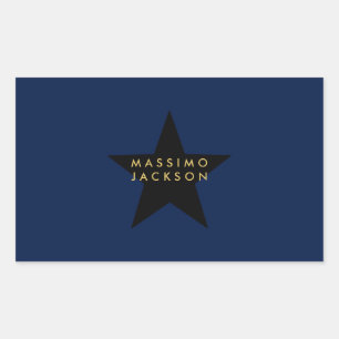 Blue Gold Colors Professional Trendy Black Star Rectangular Sticker