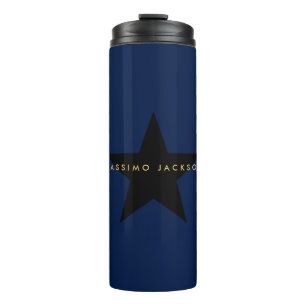 Blue Gold Colors Professional Trendy Black Star Thermal Tumbler