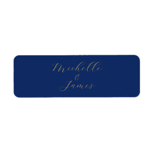 Blue & Gold Colors Professional Trendy Modern Name Return Address Label