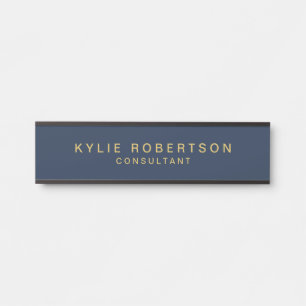 Blue Gold Colors Professional Trendy Modern Plain Door Sign