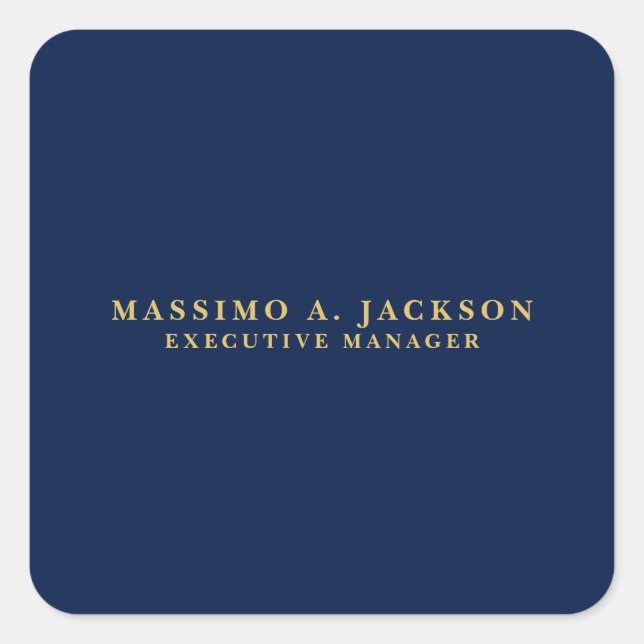 Blue Gold Colors Professional Trendy Modern Plain Square Sticker (Front)