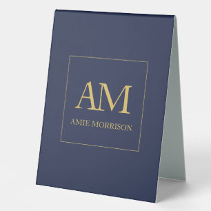 Blue Gold Colours Monogram Initial Letters Name