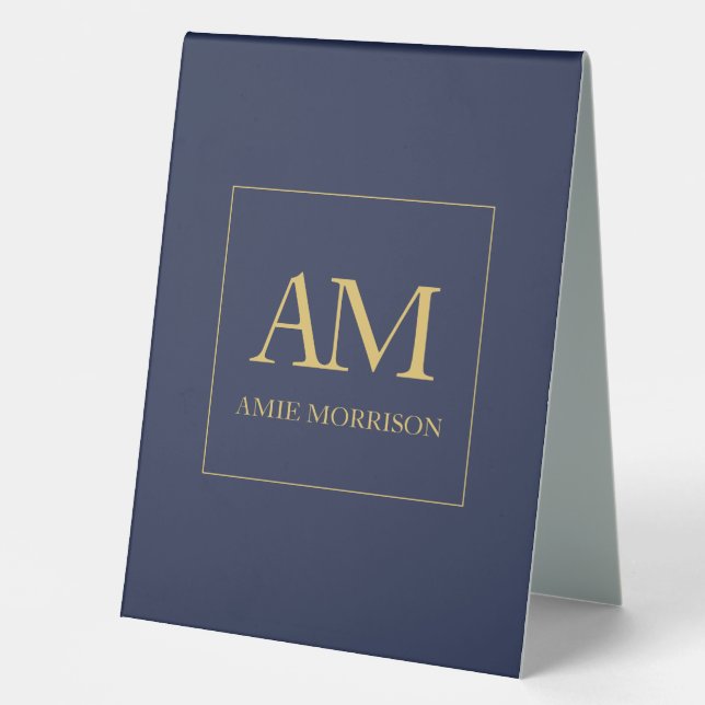 Blue Gold Colours Monogram Initial Letters Name (Front)