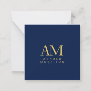 Blue Gold Colours Monogram Initial Letters Name Card