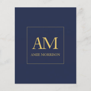 Blue Gold Colours Monogram Initial Letters Name Flyer