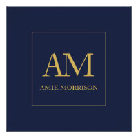 Blue Gold Colours Monogram Initial Letters Name