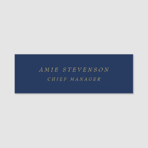 Blue Gold Colours Professional Classical Plain Name Tag