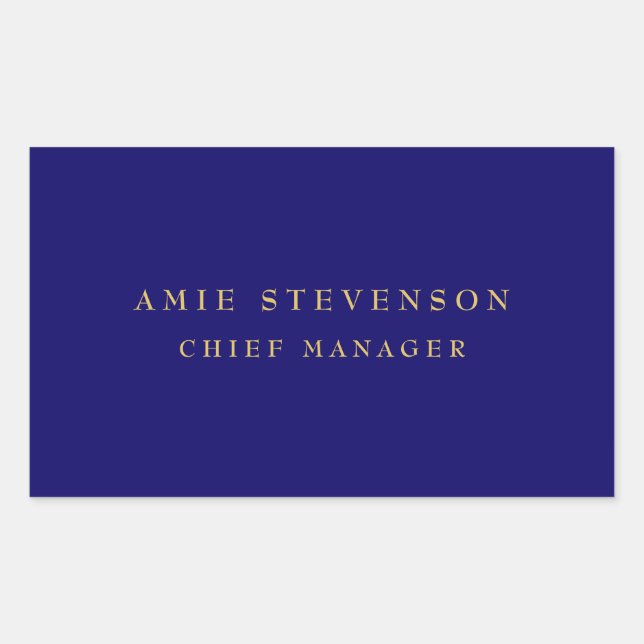 Blue Gold Colours Professional Classical Plain Rectangular Sticker (Front)