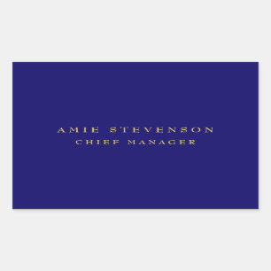 Blue Gold Colours Professional Classical Plain Rectangular Sticker