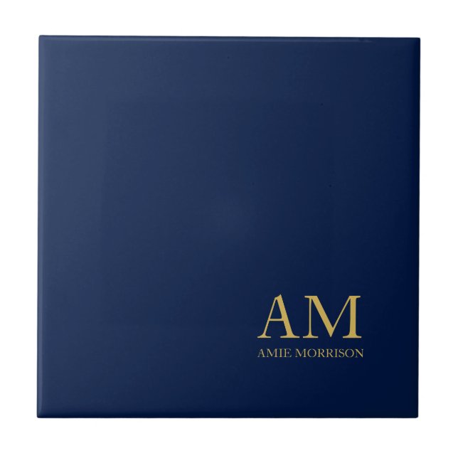 Blue Gold Colours Professional Initial Letters Nam Ceramic Tile (Front)