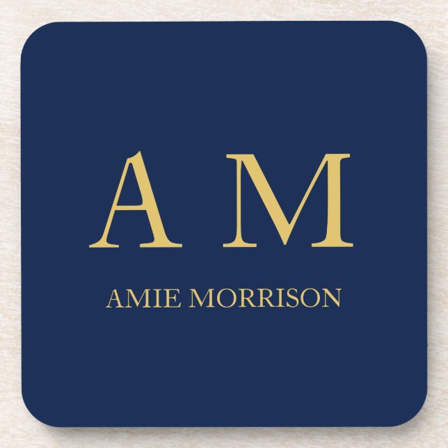 Blue Gold Colours Professional Initial Letters Nam Coaster (Front)