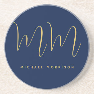 Blue Gold Colours Professional Initial Letters Nam Coaster
